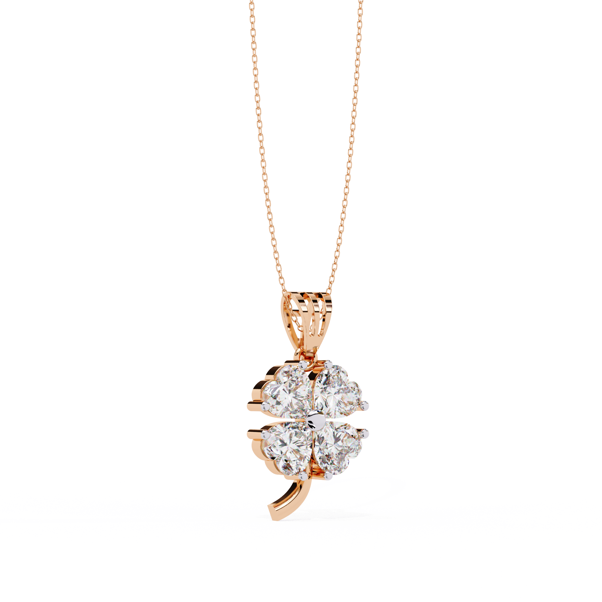 Solitairekart 0.61ct Natural Diamond Clover Radiance Pendant-HI Color, VS-SI Clarity